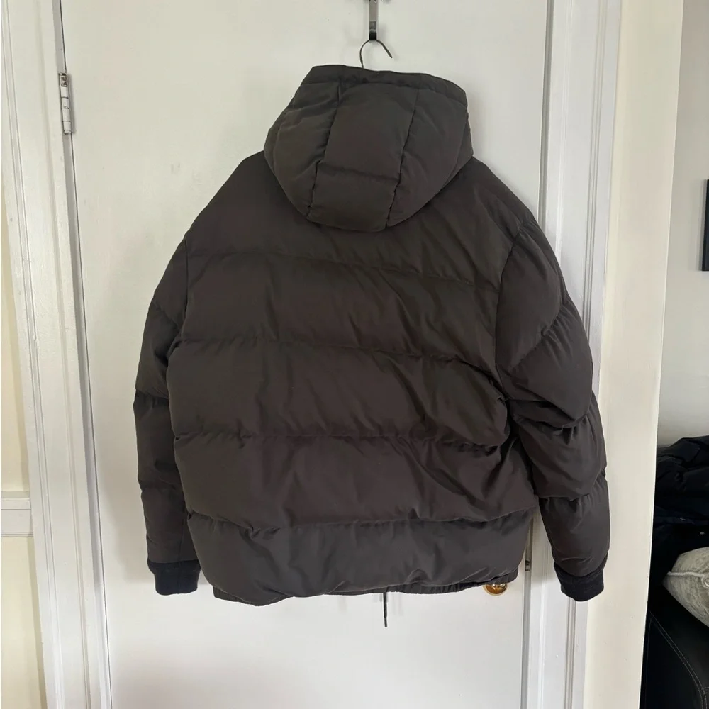 Faherty Dark Brown Hooded Puffer Jacket - Expedition Down Parka - Picture 2 of 5
